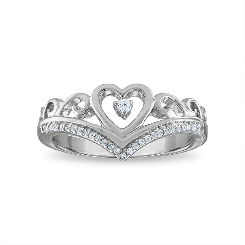 Flash Sale On Exquisite Jewelry – Don't Miss Out 1/10 CTW Diamond Heart Tiara Crown Ring in Rhodium Plated Sterling Silver Flash Sale On Exquisite Jewelry – Don't Miss Out 1/10 CTW Diamond Heart Tiara Crown Ring in Rhodium Plated Sterling Silver