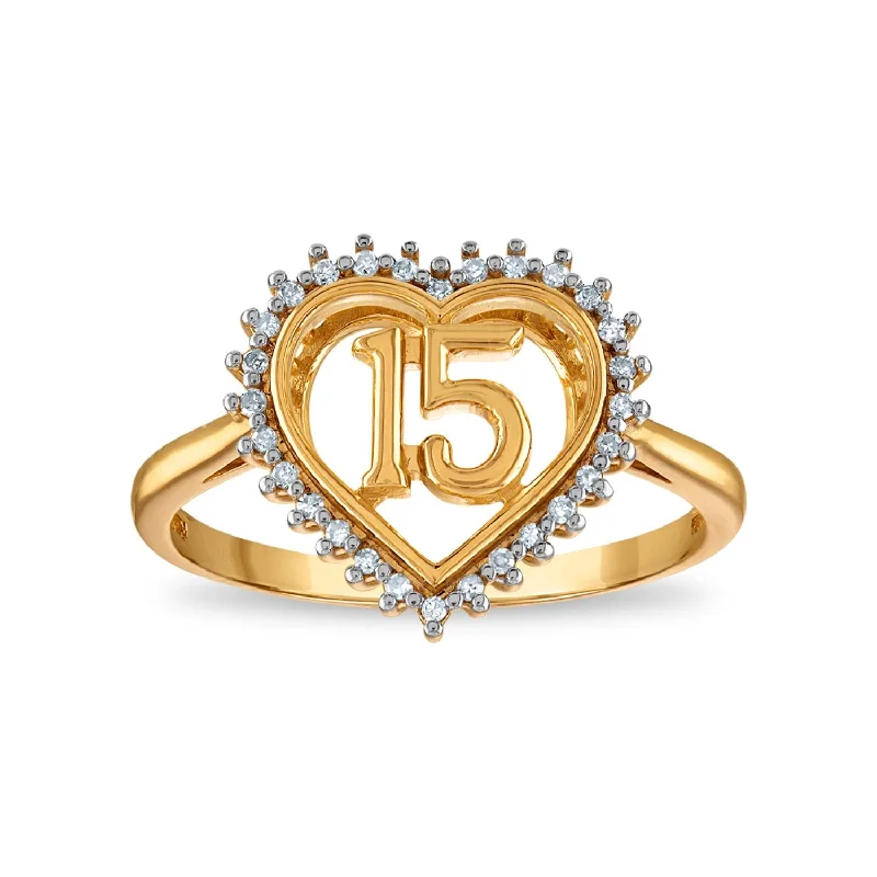 Don't Miss Out On Bestselling Jewelry At Special Prices 1/12 CTW Diamond Quinceanera Heart Ring in 10KT Yellow Gold Don't Miss Out On Bestselling Jewelry At Special Prices 1/12 CTW Diamond Quinceanera Heart Ring in 10KT Yellow Gold