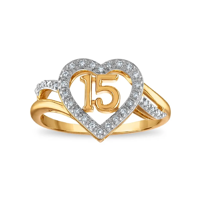 Unlock Unbeatable Jewelry Deals Before They’Re Gone 1/12 CTW Diamond Quinceanera Heart Ring in 10KT Yellow Gold