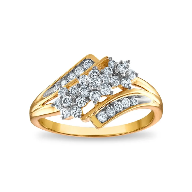 Luxury Jewelry At Unbeatable Discounts 1/2 CTW Diamond Fancy Flower Three Stone Ring in 10KT Yellow Gold Luxury Jewelry At Unbeatable Discounts 1/2 CTW Diamond Fancy Flower Three Stone Ring in 10KT Yellow Gold