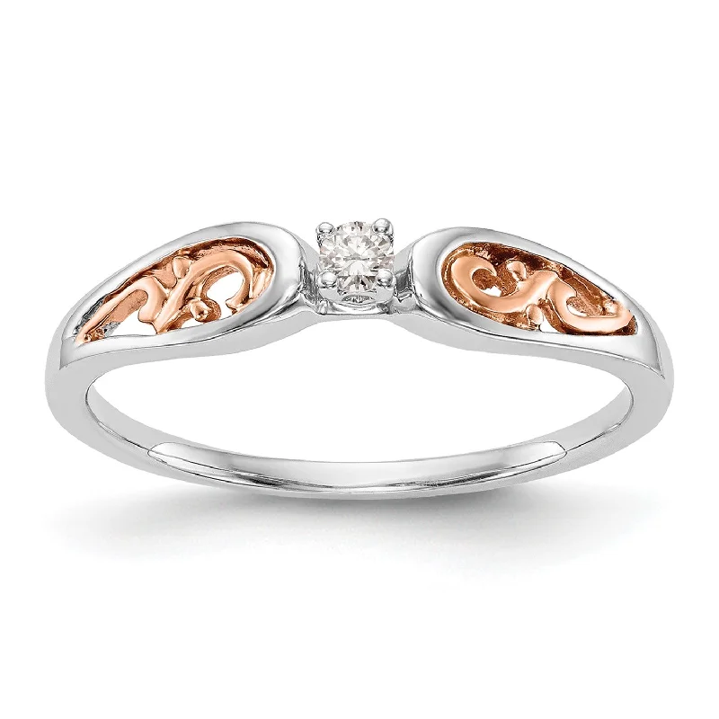 Affordable Gold-Plated Jewelry For Modern Fashion 1/20 CTW Diamond Promise Ring in 14KT White and Rose Gold; Size 7 Affordable Gold-Plated Jewelry For Modern Fashion 1/20 CTW Diamond Promise Ring in 14KT White and Rose Gold; Size 7