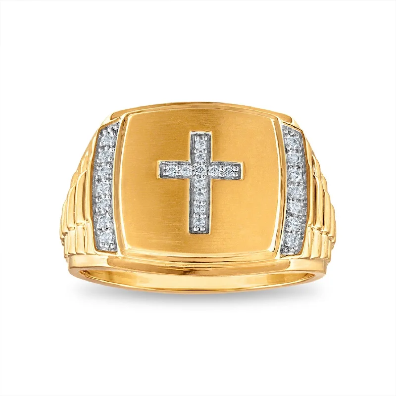 Exclusive Jewelry Sale – Shine For Less 1/6 CTW Diamond Cross Ring in 10KT Yellow Gold Exclusive Jewelry Sale – Shine For Less 1/6 CTW Diamond Cross Ring in 10KT Yellow Gold