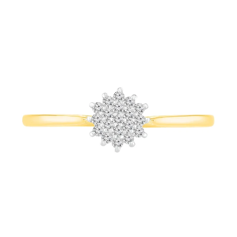 Luxury Jewelry At Unbeatable Discounts 1/8 CTW Diamond Cluster Ring in 10KT Yellow Gold Luxury Jewelry At Unbeatable Discounts 1/8 CTW Diamond Cluster Ring in 10KT Yellow Gold
