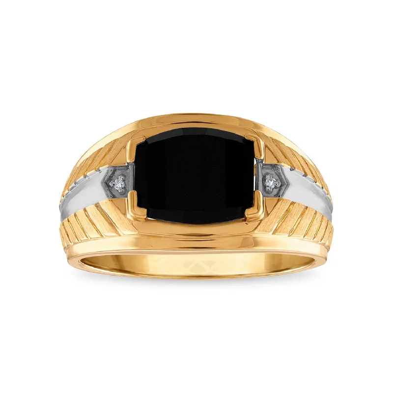 Timeless Jewelry At Special Discount Rates 10X8MM Cushion Onyx and Diamond Fashion Nugget Ring in 10KT Yellow Gold Timeless Jewelry At Special Discount Rates 10X8MM Cushion Onyx and Diamond Fashion Nugget Ring in 10KT Yellow Gold