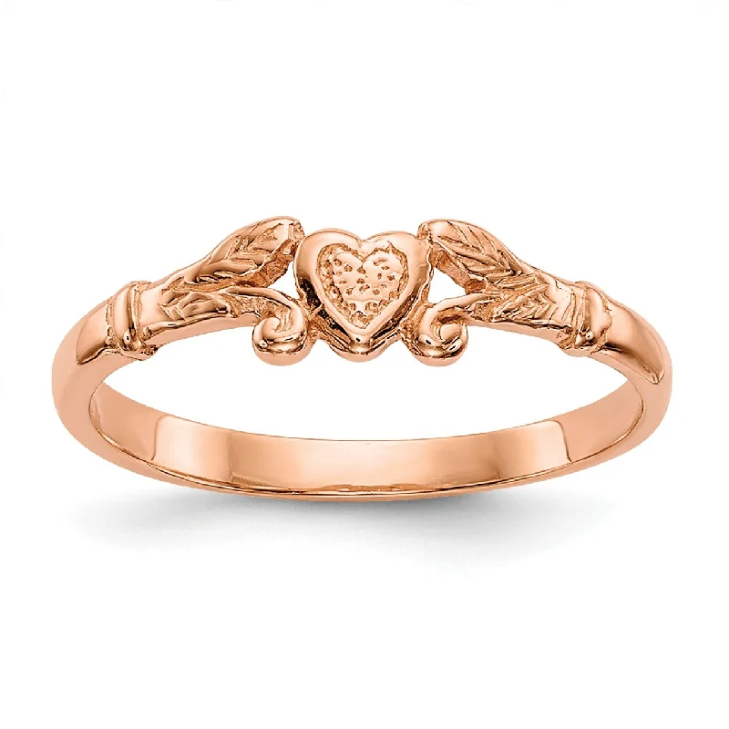 Affordable Luxury Jewelry – Style At A Great Price 14KT Rose Gold Heart Baby Ring; Size 1 Affordable Luxury Jewelry – Style At A Great Price 14KT Rose Gold Heart Baby Ring; Size 1
