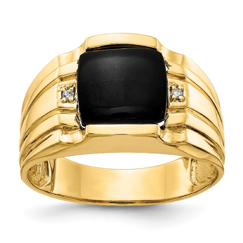 Grab Exquisite Jewelry At The Lowest Prices 14KT Yellow Gold 1/100 CTW 9.5MM Onyx Ring; Size 10 Grab Exquisite Jewelry At The Lowest Prices 14KT Yellow Gold 1/100 CTW 9.5MM Onyx Ring; Size 10