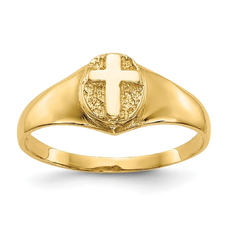 Get Your Favorite Jewelry At The Best Price 14KT Yellow Gold Childrens Cross Ring; Size 4 Get Your Favorite Jewelry At The Best Price 14KT Yellow Gold Childrens Cross Ring; Size 4