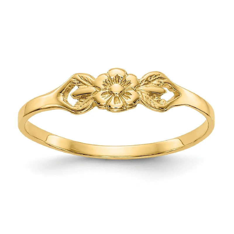 Premium Jewelry, Premium Discounts – Act Fast 14KT Yellow Gold Childrens Flower Ring; Size 5