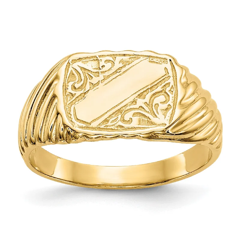 Shop High-Quality Jewelry At Jaw-Dropping Discounts 14KT Yellow Gold Childrens Signet Ring; Size 2.5 Shop High-Quality Jewelry At Jaw-Dropping Discounts 14KT Yellow Gold Childrens Signet Ring; Size 2.5