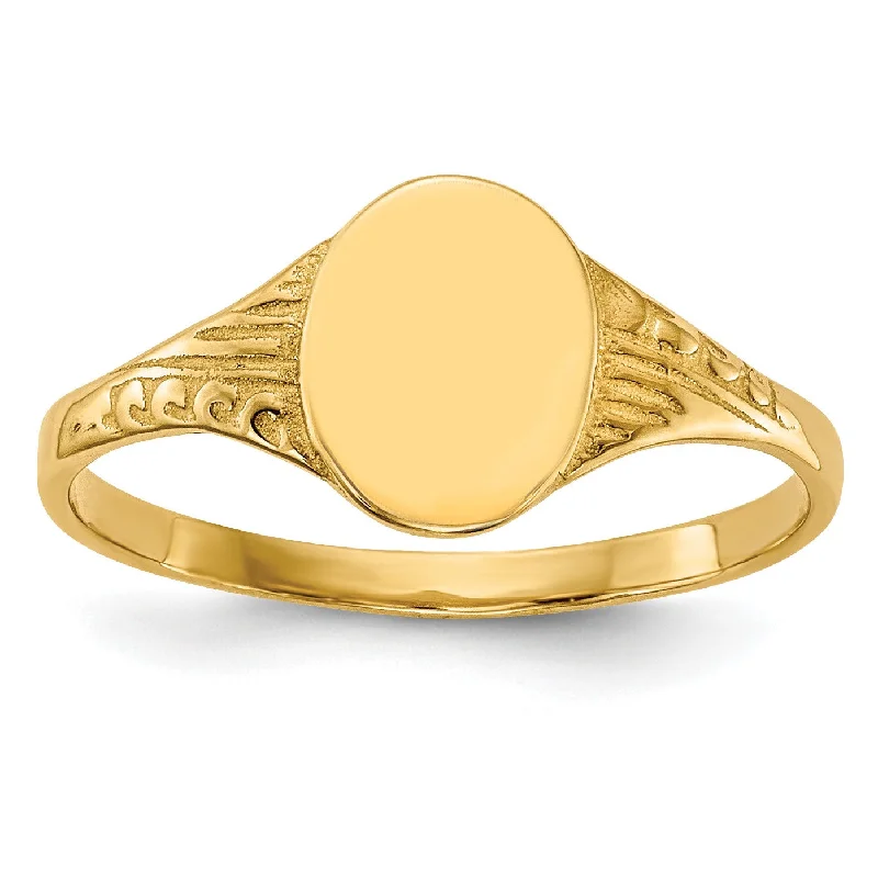 Fashion-Forward Geometric Jewelry For Contemporary Style 14KT Yellow Gold Childrens Signet Ring; Size 5.2 Fashion-Forward Geometric Jewelry For Contemporary Style 14KT Yellow Gold Childrens Signet Ring; Size 5.2