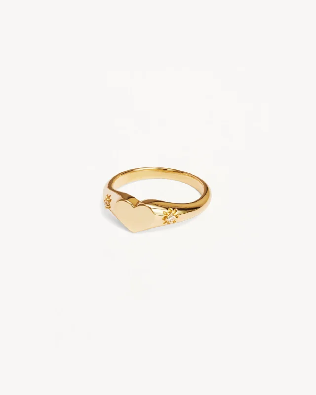 Personalized Engraved Jewelry For Meaningful Gifts 18k Gold Vermeil Heart Signet Ring Personalized Engraved Jewelry For Meaningful Gifts 18k Gold Vermeil Heart Signet Ring