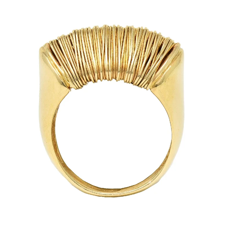 Dazzle In Elegance With Our Biggest Jewelry Sale 1960's Modernist 18 Karat Yellow Gold Wire Wrapped Domed Vintage Ring Dazzle In Elegance With Our Biggest Jewelry Sale 1960's Modernist 18 Karat Yellow Gold Wire Wrapped Domed Vintage Ring