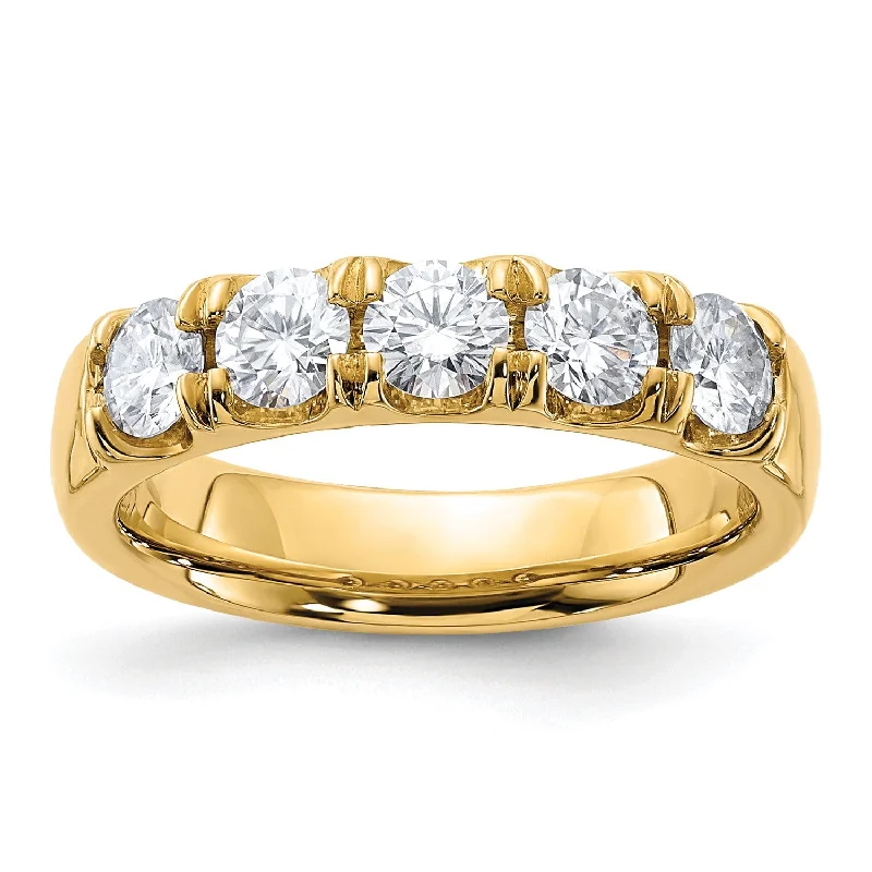 Get The Best Deals On Timeless Jewelry Pieces 4MM Round Moissanite Anniversary 5-Stone Ring in 14KT Yellow Gold; Size 7 Get The Best Deals On Timeless Jewelry Pieces 4MM Round Moissanite Anniversary 5-Stone Ring in 14KT Yellow Gold; Size 7
