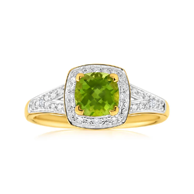 Sparkle On A Budget – Fine Jewelry For Less 9ct Yellow Gold Diamond + Peridot Ring Sparkle On A Budget – Fine Jewelry For Less 9ct Yellow Gold Diamond + Peridot Ring