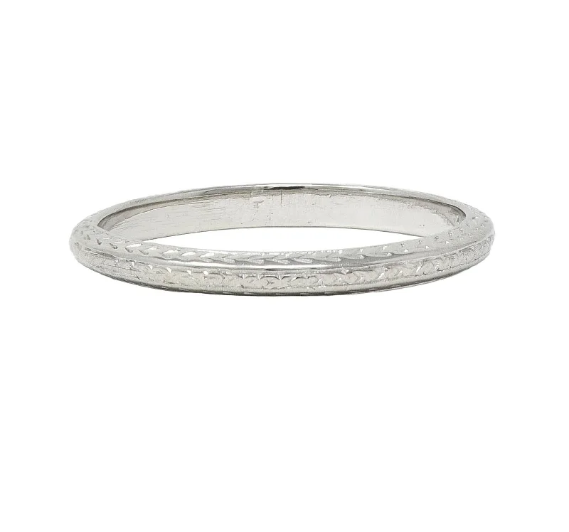 Chic, Trendy, And Affordable Jewelry Sale Art Deco 18 Karat White Gold Antique Wheat Wedding Band Ring Chic, Trendy, And Affordable Jewelry Sale Art Deco 18 Karat White Gold Antique Wheat Wedding Band Ring