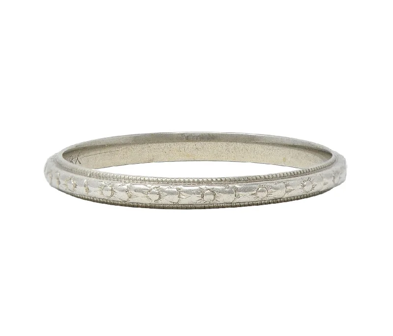 Handcrafted Jewelry Sale – Unique Designs At Low Prices Art Deco 18 Karat White Gold Orange Blossom Vintage Stacking Band Ring