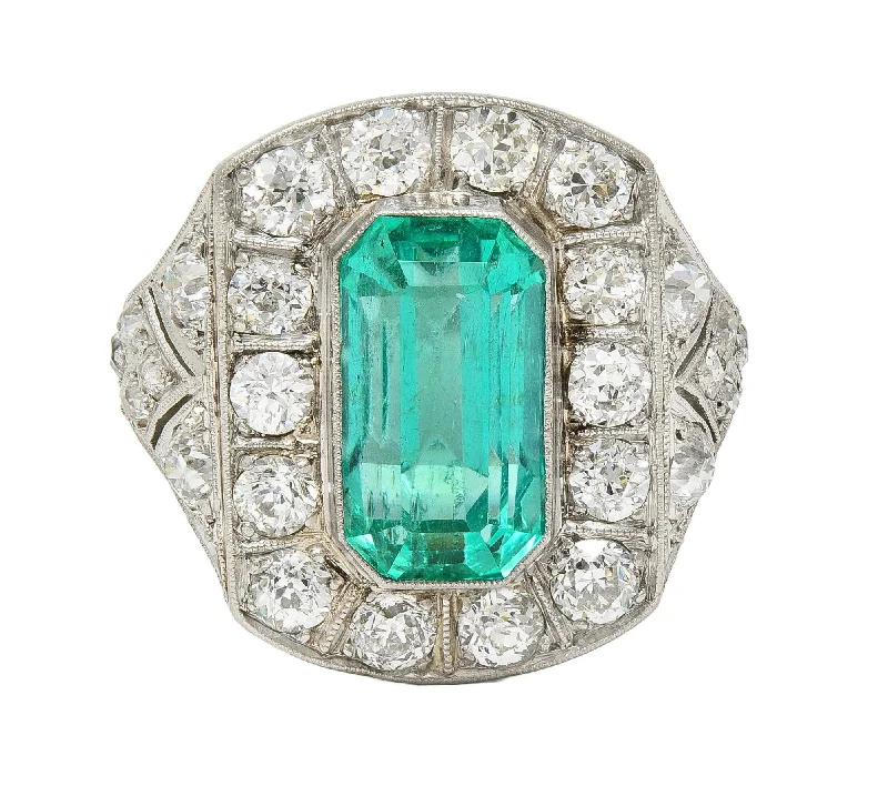 Seasonal Jewelry Clearance – Best Styles At The Lowest Prices Art Deco 5.86 CTW Colombian Emerald Diamond Platinum Vintage Halo Ring GIA Seasonal Jewelry Clearance – Best Styles At The Lowest Prices Art Deco 5.86 CTW Colombian Emerald Diamond Platinum Vintage Halo Ring GIA