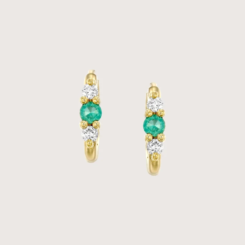 Seasonal Jewelry Sale – Upgrade Your Collection Audrey Mini Hoop With Emerald And White Diamonds Seasonal Jewelry Sale – Upgrade Your Collection Audrey Mini Hoop With Emerald And White Diamonds