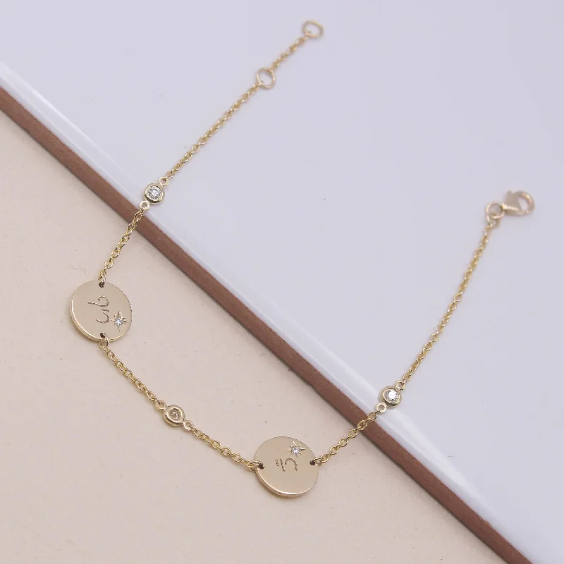 Shop Handcrafted Jewelry At Special Promotional Rates Chiara Gold Bracelet Diamond Star Setting Engraving & Alex