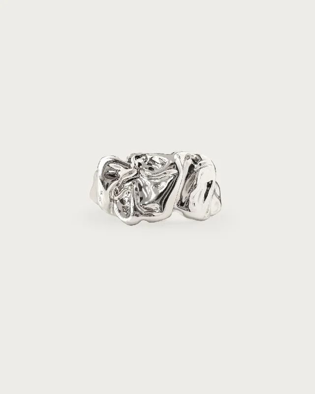 Special Deals On Handcrafted And Designer Jewelry Textured Molten Ring in Silver