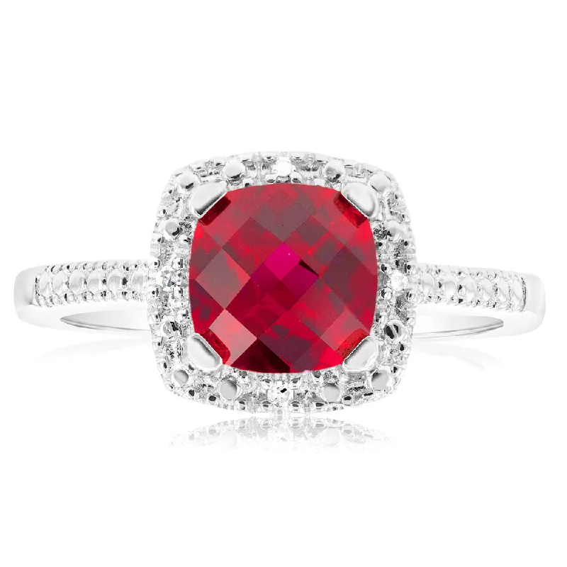 Handcrafted Beauty At Affordable Prices Created Ruby Ring with Diamonds in Sterling Silver Handcrafted Beauty At Affordable Prices Created Ruby Ring with Diamonds in Sterling Silver