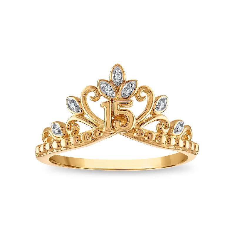 Fashion-Forward Jewelry At Incredible Prices Diamond Accent Quinceanera Crown Ring in 10KT Yellow Gold Fashion-Forward Jewelry At Incredible Prices Diamond Accent Quinceanera Crown Ring in 10KT Yellow Gold