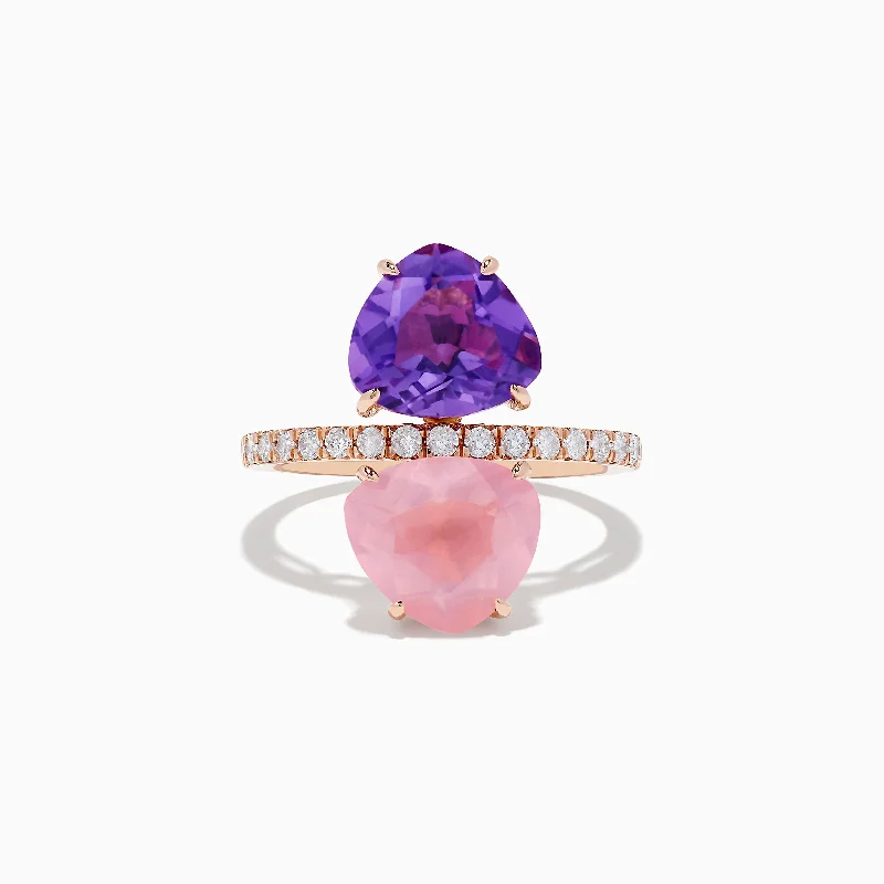 Special Jewelry Deals – Upgrade Your Collection 14K Rose Gold Amethyst, Rose Quartz, and Diamond Toi Et Moi Ring Special Jewelry Deals – Upgrade Your Collection 14K Rose Gold Amethyst, Rose Quartz, and Diamond Toi Et Moi Ring