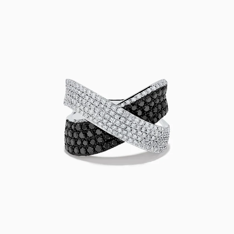 Handmade Pearl Jewelry For Timeless Elegance 14K White Gold Black and White Diamond Ring