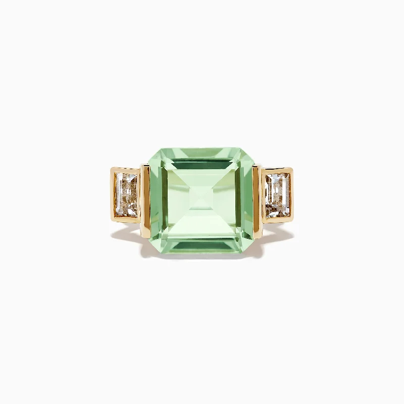 Premium Jewelry, Premium Discounts – Act Fast 14K Yellow Gold Green Amethyst and White Topaz Ring Premium Jewelry, Premium Discounts – Act Fast 14K Yellow Gold Green Amethyst and White Topaz Ring