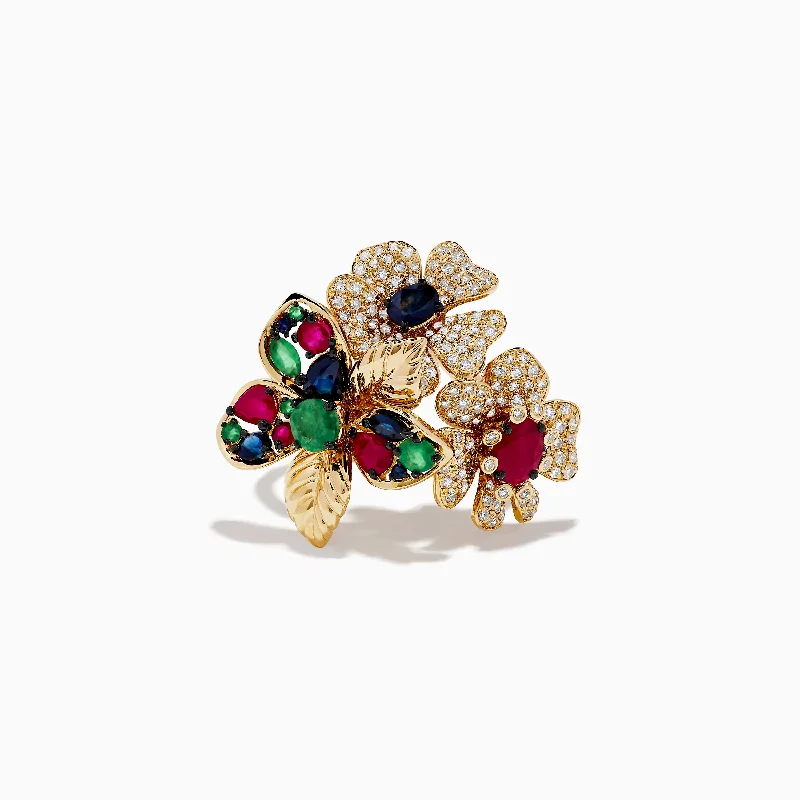Premium Diamond Jewelry At Once-In-A-Lifetime Discounts 14K Yellow Gold Multi Stone Flower Ring Premium Diamond Jewelry At Once-In-A-Lifetime Discounts 14K Yellow Gold Multi Stone Flower Ring