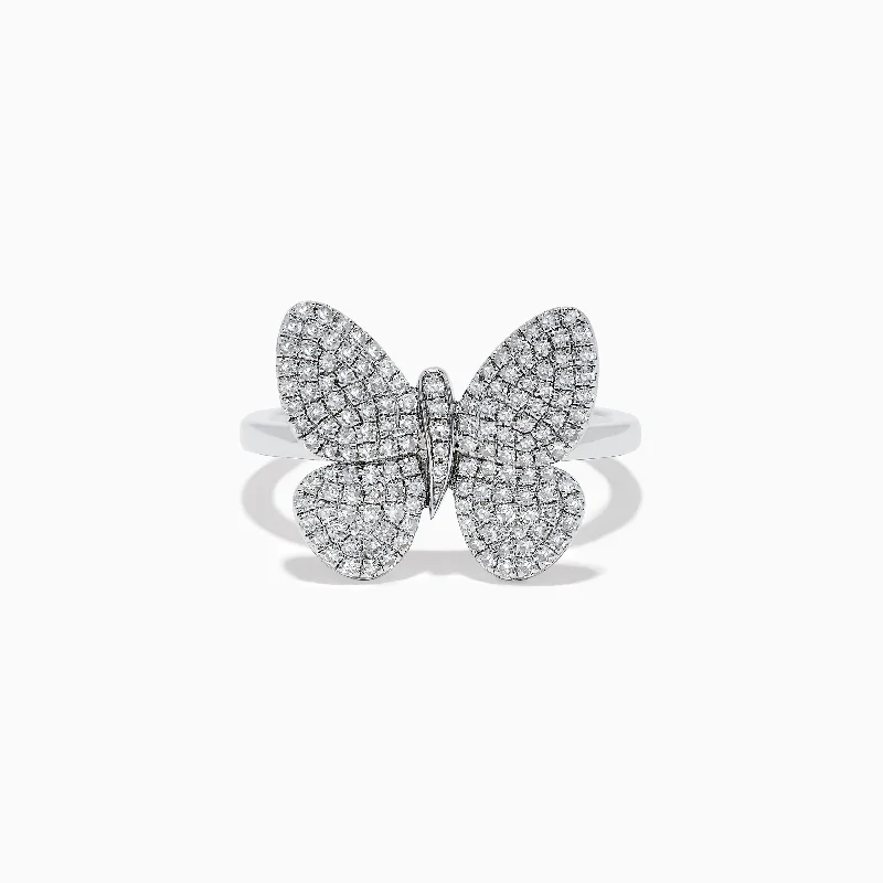 Luxury Jewelry At Unbeatable Discounts 925 Sterling Silver Diamond Butterfly Ring