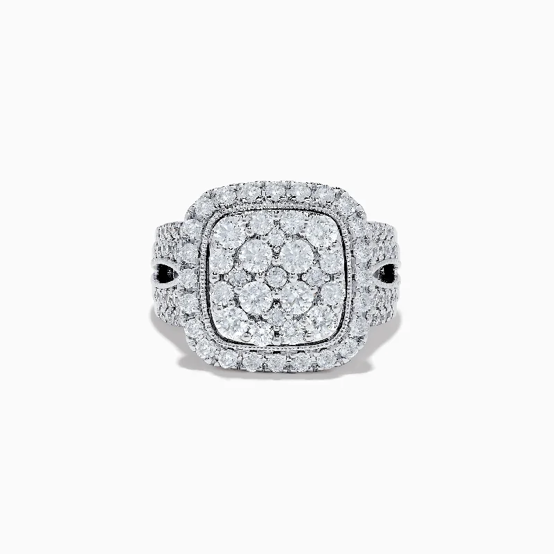 Timeless Jewelry At Special Discount Rates Bouquet 14K White Gold Square Shaped Diamond Cluster Statement Ring 1.96 TCW