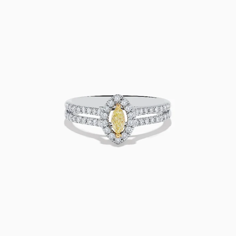 Elegant Jewelry Styles At Budget-Friendly Prices Canare 18K Two-Tone Gold Marquise Shaped Yellow Diamond Ring Elegant Jewelry Styles At Budget-Friendly Prices Canare 18K Two-Tone Gold Marquise Shaped Yellow Diamond Ring