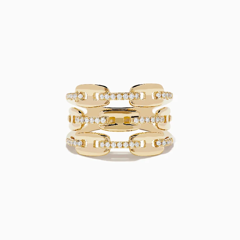 Trending Jewelry Now Available At Exclusive Prices D'oro 14K Yellow Gold Diamond Anchor Chain Ring Trending Jewelry Now Available At Exclusive Prices D'oro 14K Yellow Gold Diamond Anchor Chain Ring