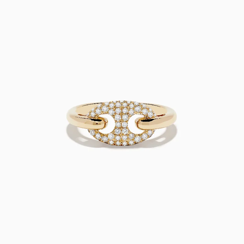 Bestselling Jewelry At Special Promotional Rates D'oro 14K Yellow Gold Diamond Anchor Chain Ring 0.39 TCW Bestselling Jewelry At Special Promotional Rates D'oro 14K Yellow Gold Diamond Anchor Chain Ring 0.39 TCW