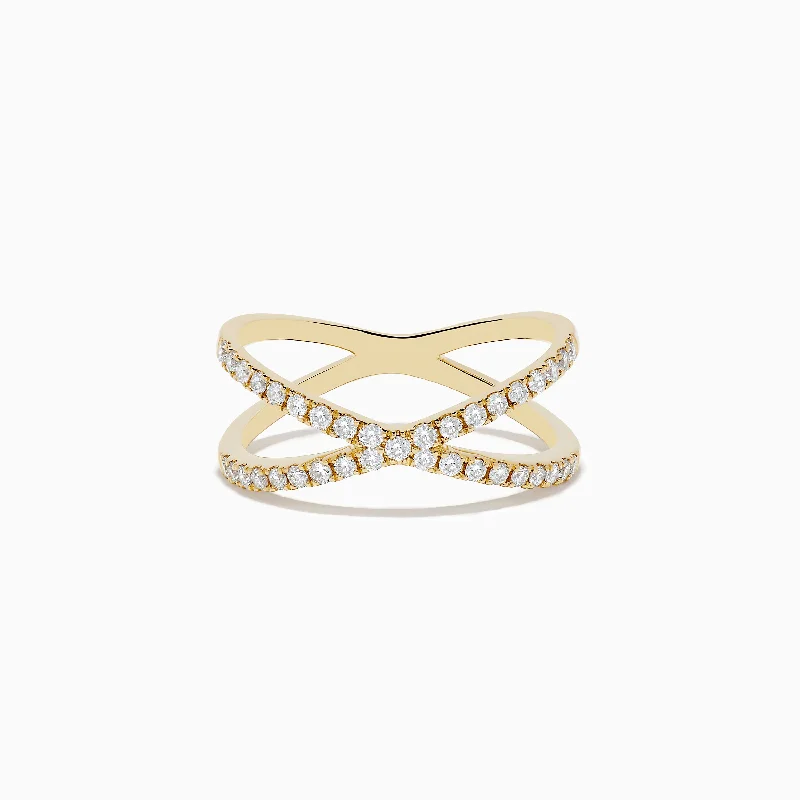 Shop Dazzling Jewelry At The Best Prices D'oro 14K Yellow Gold Diamond Crossover Ring 0.37 TCW Shop Dazzling Jewelry At The Best Prices D'oro 14K Yellow Gold Diamond Crossover Ring 0.37 TCW