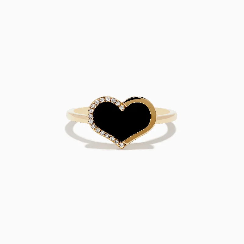 High-End Jewelry, Now More Affordable Than Ever Eclipse 14K Yellow Gold Onyx and Diamond Heart Ring High-End Jewelry, Now More Affordable Than Ever Eclipse 14K Yellow Gold Onyx and Diamond Heart Ring
