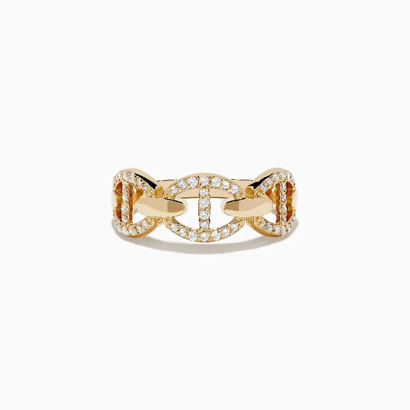 Premium Jewelry Now Available At Special Discounts D'oro 14K Yellow Gold Diamond Anchor Chain Band Premium Jewelry Now Available At Special Discounts D'oro 14K Yellow Gold Diamond Anchor Chain Band