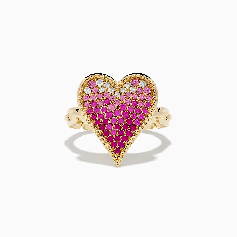 Holiday Jewelry Sale – Perfect Gifts At Great Prices Novelty 14K Yellow Gold Pink Sapphire and Diamond Heart Ring Holiday Jewelry Sale – Perfect Gifts At Great Prices Novelty 14K Yellow Gold Pink Sapphire and Diamond Heart Ring