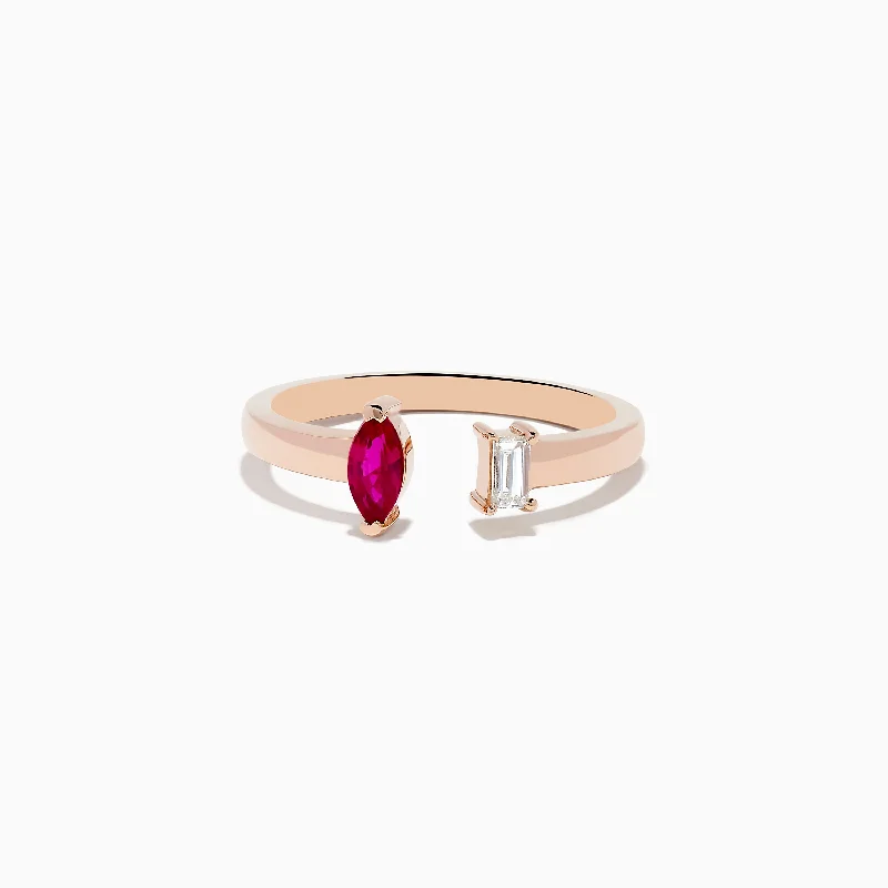 Trending Jewelry Now At Unbeatable Prices Ruby Royale 14K Rose Gold Ruby and Diamond Toi Et Moi Ring