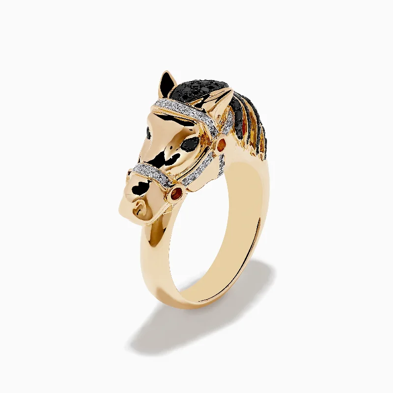 Get The Jewelry You Love At A Price You Love Safari 14K Yellow Gold Black Diamond Horse Ring Get The Jewelry You Love At A Price You Love Safari 14K Yellow Gold Black Diamond Horse Ring