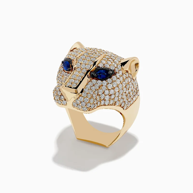 Elevate Your Outfit With Discounted Statement Jewelry Signature 14K Yellow Gold Sapphire and Diamond Panther Ring Elevate Your Outfit With Discounted Statement Jewelry Signature 14K Yellow Gold Sapphire and Diamond Panther Ring