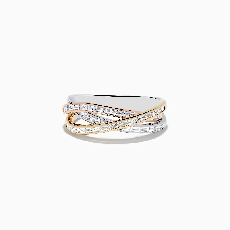 Grab Stylish Jewelry Before The Sale Ends Trio 14K Tri Color Gold Crossover Diamond Band, 0.72 TCW Grab Stylish Jewelry Before The Sale Ends Trio 14K Tri Color Gold Crossover Diamond Band, 0.72 TCW