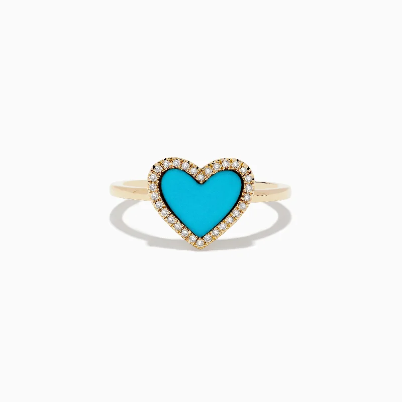 Elegant Jewelry, Exclusive Prices – Shop Now Turquesa 14K Yellow Gold Turquoise and Diamond Heart Ring Elegant Jewelry, Exclusive Prices – Shop Now Turquesa 14K Yellow Gold Turquoise and Diamond Heart Ring