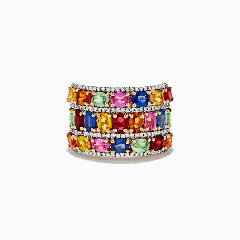 Trending Jewelry Styles Now At Limited-Time Discounts Watercolor 14K Yellow Gold Multi Sapphire and Diamond Ring Trending Jewelry Styles Now At Limited-Time Discounts Watercolor 14K Yellow Gold Multi Sapphire and Diamond Ring
