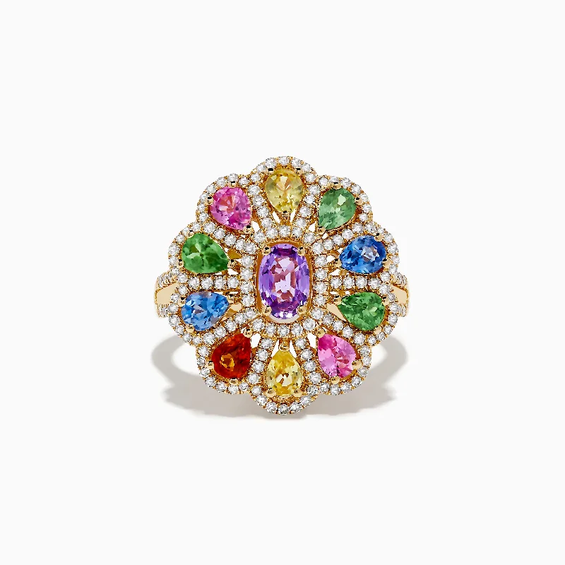Fashion-Forward Jewelry At Exclusive Discounts Watercolors 14K Yellow Gold Multi Sapphire and Diamond Ring Fashion-Forward Jewelry At Exclusive Discounts Watercolors 14K Yellow Gold Multi Sapphire and Diamond Ring