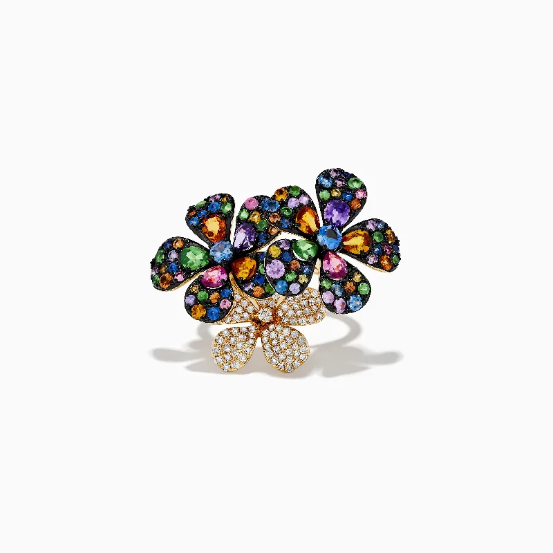 Don't Miss Our Biggest Jewelry Sale Of The Season Watercolors 14K Yellow Gold Multi Sapphire & Diamond Flower Ring Don't Miss Our Biggest Jewelry Sale Of The Season Watercolors 14K Yellow Gold Multi Sapphire & Diamond Flower Ring