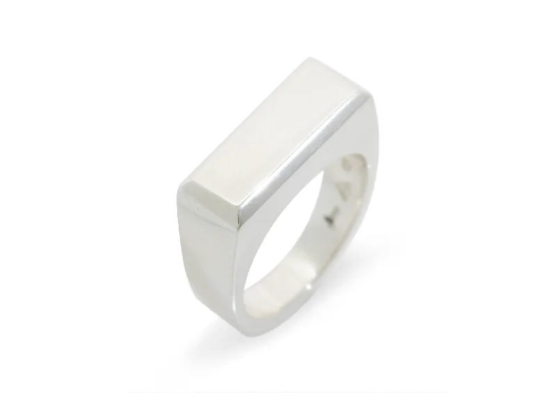 Exclusive Jewelry Sale – Shine For Less JW606 Beveled Edge Rectangle Ring, Sterling Silver Exclusive Jewelry Sale – Shine For Less JW606 Beveled Edge Rectangle Ring, Sterling Silver