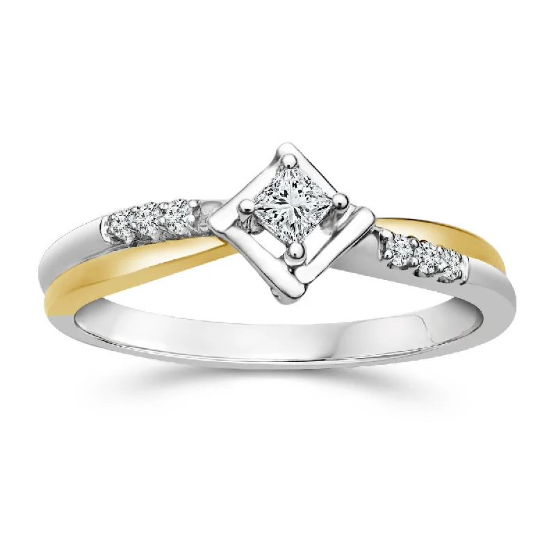 Trendy Minimalist Jewelry For Everyday Wear LoveSong 1/8 CTW Diamond Promise Ring in 10KT White and Yellow Gold Trendy Minimalist Jewelry For Everyday Wear LoveSong 1/8 CTW Diamond Promise Ring in 10KT White and Yellow Gold