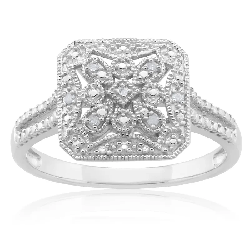 Affordable Glamour – Premium Jewelry At Special Prices Sterling Silver 0.03 Carat Diamond Ring with 6 Brilliant Cut Diamonds Affordable Glamour – Premium Jewelry At Special Prices Sterling Silver 0.03 Carat Diamond Ring with 6 Brilliant Cut Diamonds